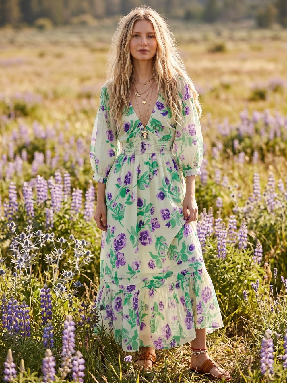 Free People Golden Hour Maxi Dress White Floral Goddess Ethereal XS NWT Bohemian